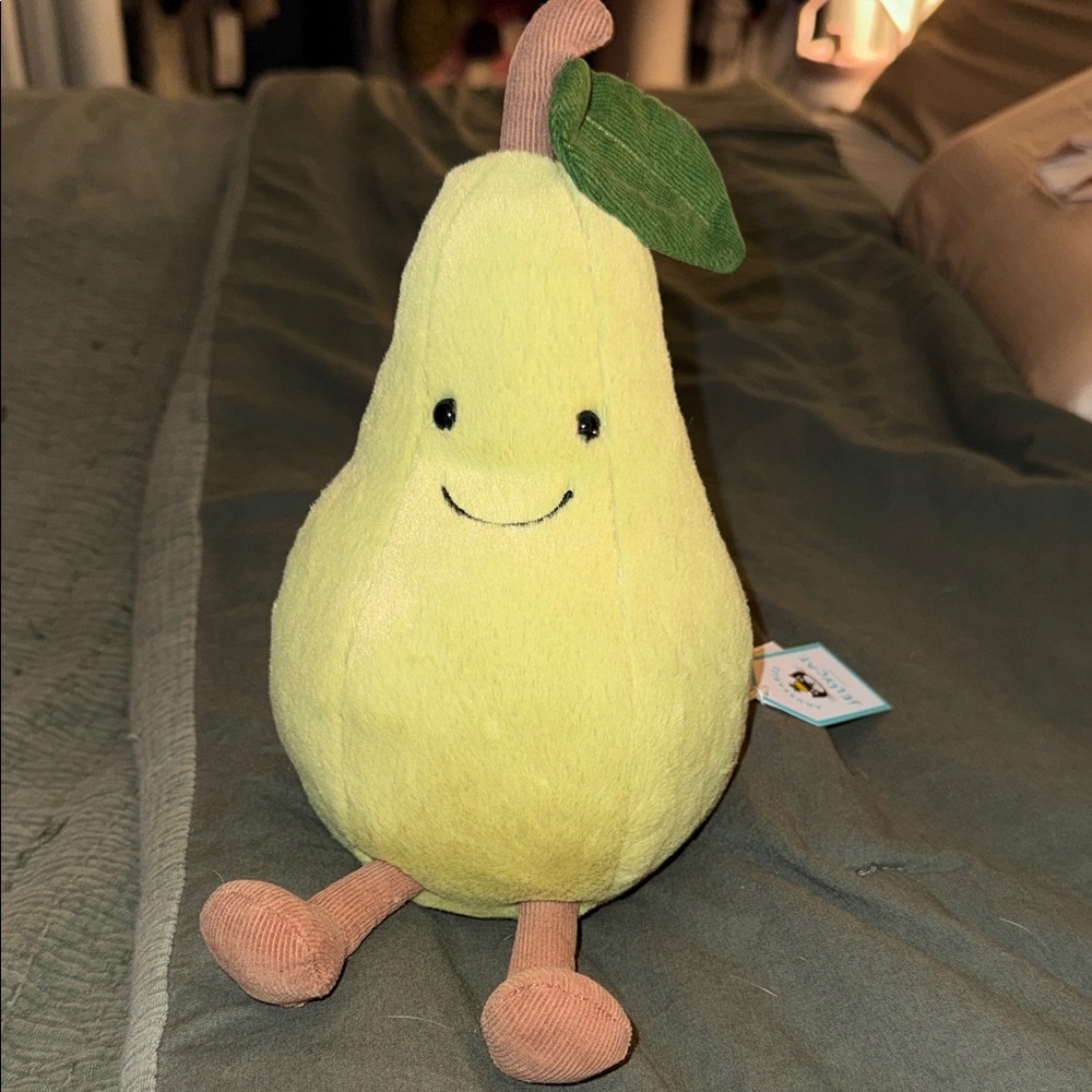 Jellycat Amuseable Pear Plush in Green and Brown